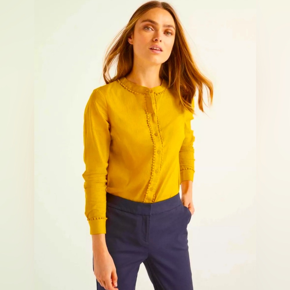 Boden Yellow Long Sleeve 100% Cotton Blouse 6